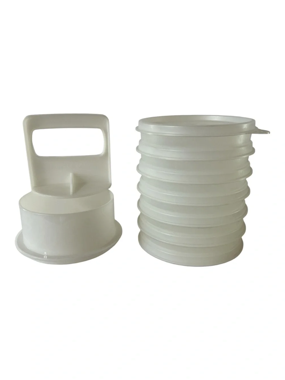Vintage Tupperware Hamburger Press and Storage